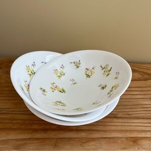 3 Martha Stewart Viola Serving Bowls Milk Glass Soup Cereal Chip Resistant